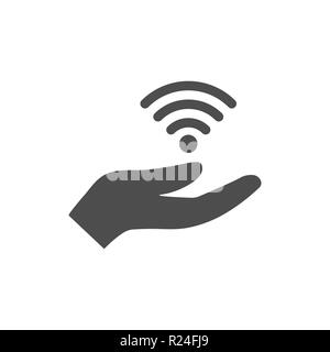 Open hand and wifi icon. Vector illustration. Flat Stock Vector