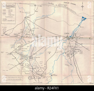 World War 2 European Campaign Maps 1945, Normandy Stock Photo