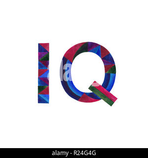 IQ watercolor hand painted sign illustration. Intelligence quotient symbol. Stock Photo