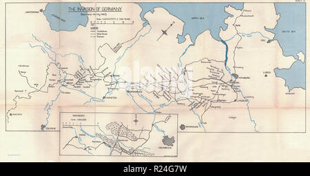 World War 2 European Campaign Maps 1945, Invasion of Germany Stock Photo