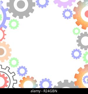Techno Background with Geometric Gear Wheels. Modern Mechanism Industrial Concept. Technology Polygonal Gears Pattern. Stock Vector