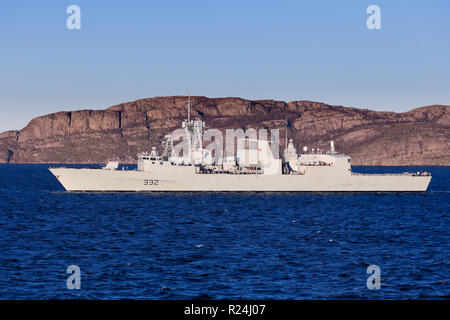 The Canadian frigate HMCS Halifax in Norwegian waters Stock Photo