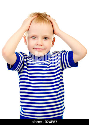 little boy isolated on a white background Stock Photo