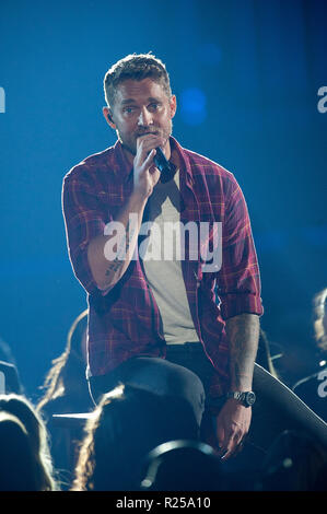 Nov. 14, 2018 - Nashville, Tennessee; USA -  BRETT YOUNG  performs at the 52nd Annual CMA Awards that took place at the Bridgestone Arena located in downtown Nashville.  Copyright 2018 Jason Moore. (Credit Image: © Jason Moore/ZUMA Wire) Stock Photo