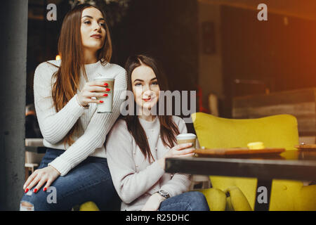 girls in cafe Stock Photo