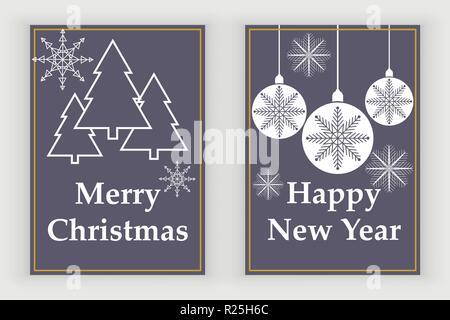 New Year greeting card design with stylized christmas ball and christmas tree. Vector illustration Stock Vector