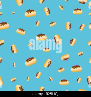 Seamless pattern with various donuts for jewish holiday Hanukkah. Stock Vector