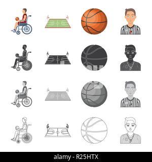 Wheelchair, disabled, man, and other  icon in cartoon style. Basketball, game, competitions, icons in set collection. Stock Vector
