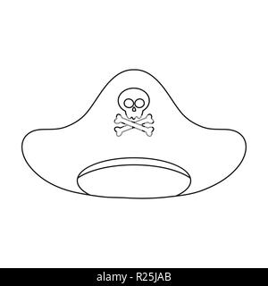 Pirate skull in hat tricorne and crossed sabers. Skeleton with blades ...