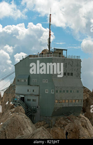 Marmolada, Punta Rocca cable car station and refuge (mt 3265), Veneto/Trentino Alto Adige, Italy Stock Photo