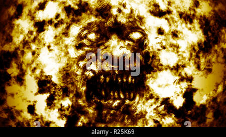 Angry burning ghoul face. Illustration in genre of horror. Stock Photo