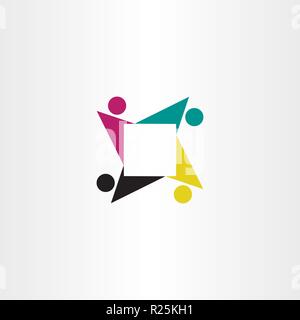 people teamwork square logo symbol Stock Vector