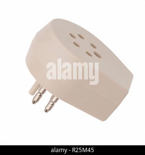 Landline adaptor. Probably US RJ11 4 pin jack to belgium phone socket. Isolated on white. Stock Photo