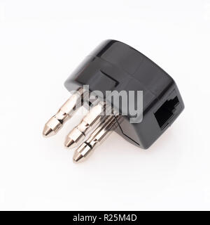 Telephone jack adaptor plug. US isolated on white. Stock Photo