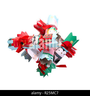 Selection of Christmas crackers on a white background Stock Photo