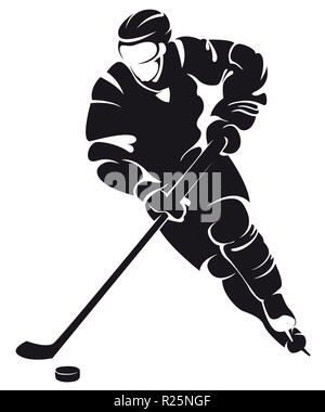 ice hockey sticker player sport speed athlete silhouette illustration Stock Photo