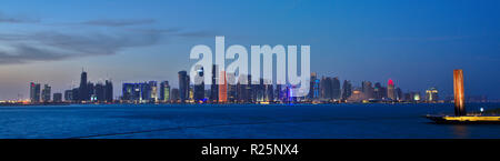 Evening Skyline of Doha, Qatar Stock Photo