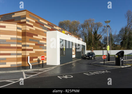 McDonald's Drive In restaurant, opened in October 2018, St James Retail Park, Northampton, UK Stock Photo