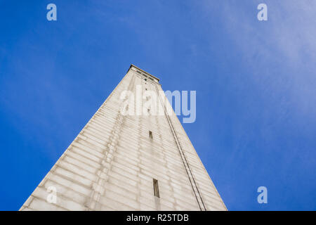 Sather tower (the Campanile) on a blue sky background, Berkeley, San Francisco bay, California Stock Photo