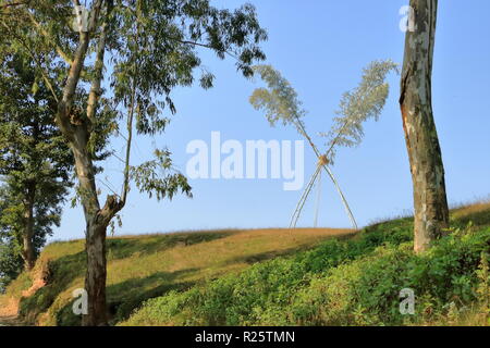 Improvised Dashain swing in Nepal Stock Photo