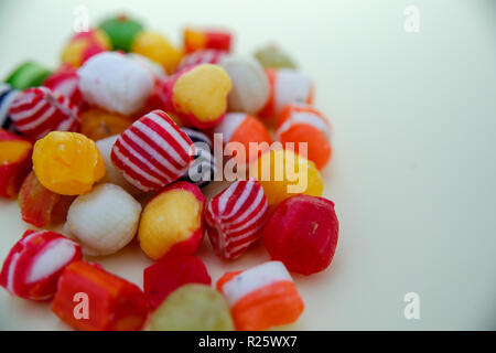 A colourful pile of hard boiled sweets Stock Photo