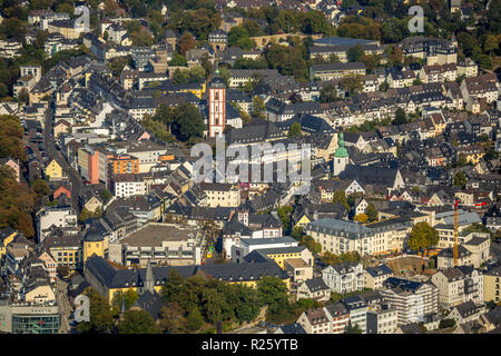 Aerial view, city view with St. Nicholas Church, Siegen, North Rhine-Westphalia, Germany Stock Photo