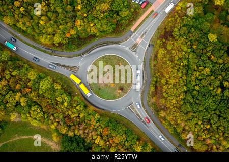 Aerial view, roundabout, Bönen, Ruhr area, North Rhine-Westphalia, Germany
