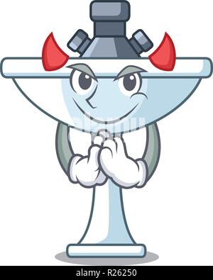 Devil on bath room cartoon sink shape Stock Vector
