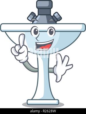 Finger bathroom ceramic sink on mascot isolated Stock Vector