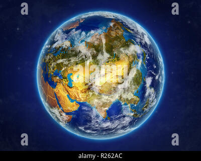Asia from space on realistic model of planet Earth with detailed planet ...