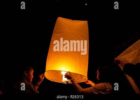 Chiang Mai festival in Thailand, a traditional festival, Yi Peng Lantern. Stock Photo