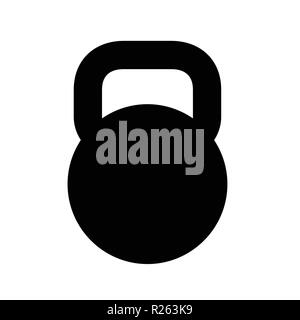 Black Kettlebell silhouette, isolated on white background. Vector Illustration. Stock Vector