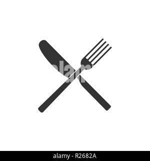 Cultery icon, knife fork spoon sign. Flat design, vector Stock Vector