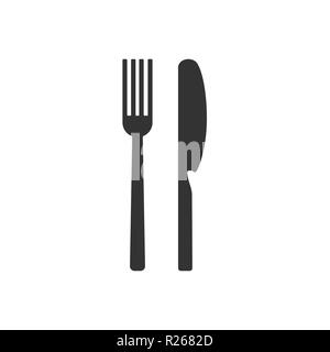 Cultery icon, knife fork spoon sign. Flat design, vector Stock Vector