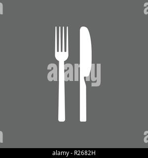 Cultery icon, knife fork spoon sign. Flat design, vector Stock Vector
