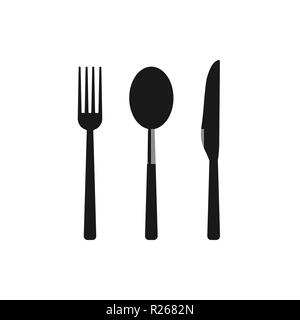 Cultery icon, knife fork spoon sign. Flat design, vector Stock Vector