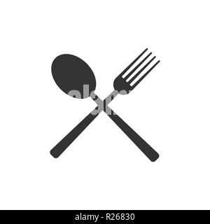 Cultery icon, fork spoon sign. Flat design vector Stock Vector