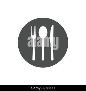 Cultery icon, knife fork spoon sign. Flat design, vector Stock Vector
