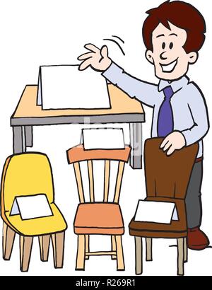 Cartoon Vector illustration of a of a furniture seller Stock Vector