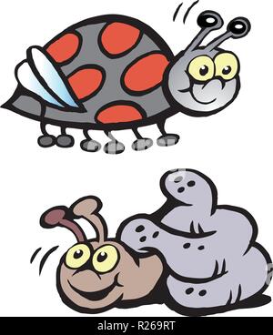 Cartoon Vector illustration of a Ladybug and a Snail Stock Vector