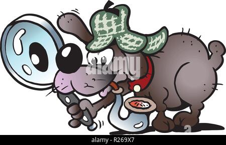 Cartoon Vector illustration of a a clever and cunning detective Dog Stock Vector