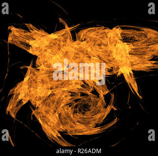 Orange fractal texture on black background. Digital art. 3D rendering. Computer generated image Stock Photo