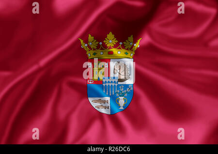 Segovia waving and closeup flag illustration. Perfect for background or texture purposes. Stock Photo