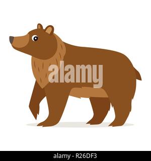 Icon of brown bear isolated, forest, woodland animal Stock Vector