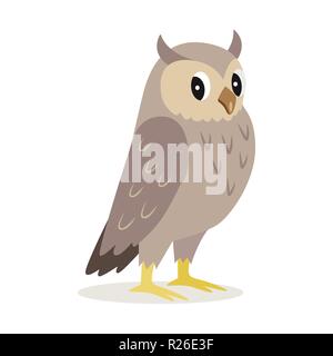 Icon of cute owl with big eyes, forest animal Stock Vector