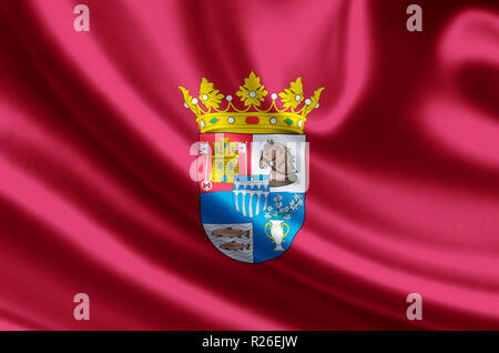 Segovia waving and closeup flag illustration. Perfect for background or texture purposes. Stock Photo