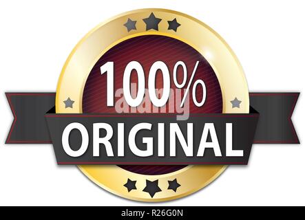 metallic round seal badge on white background Stock Vector