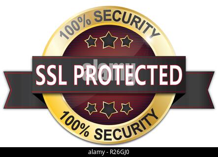 golden black and red metallic badge on white Stock Vector