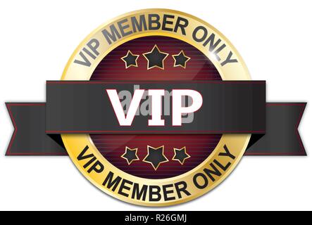 golden black and red metallic badge on white Stock Vector