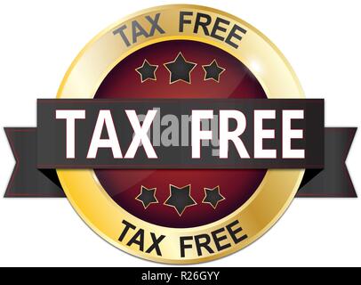 golden black and red metallic badge on white Stock Vector